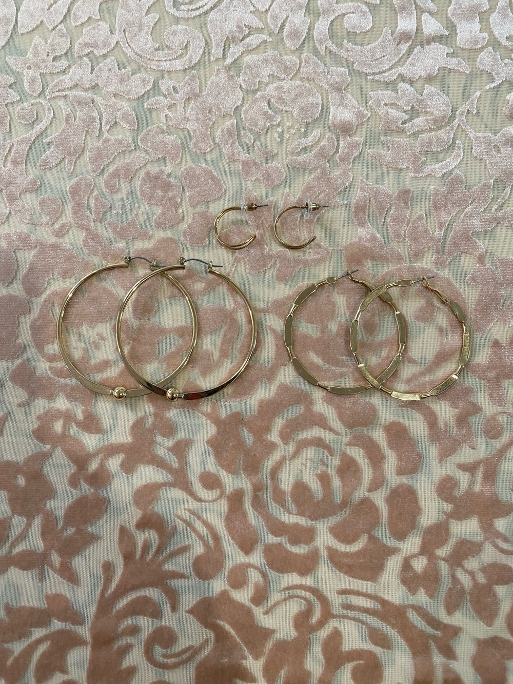 Set of 3 - Glam Gold Hoop Earrings Anthropologie Style Casual or Dressy